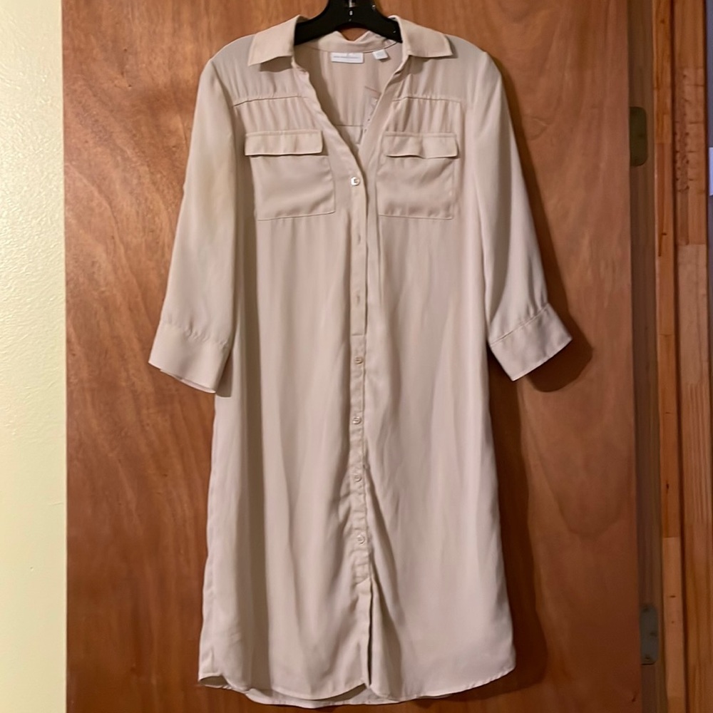 New York & Company beige cream shirt dress (OLCC-AF)